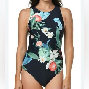 Jantzen Black Floral One Piece Swimsuit